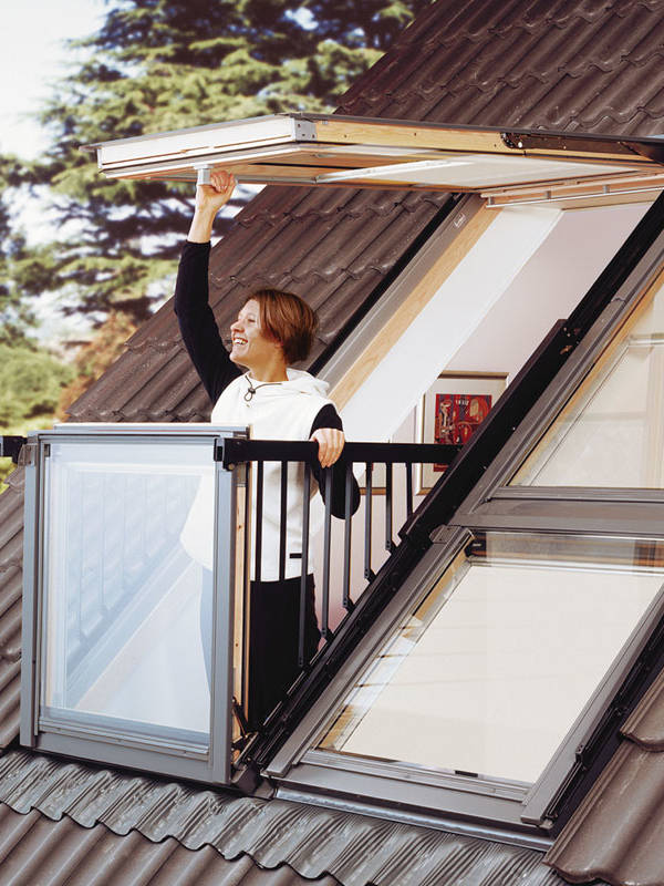 Image linking to the VeluxCabrio® Balcony Windows page for details of  and the  on offer there: Supplier and installer of Velux® Cabrio® windows throughout south east England
